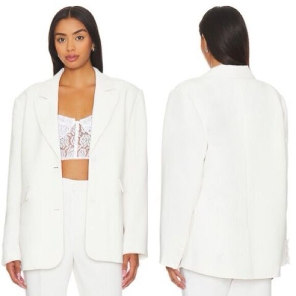 Good American NWT Suiting Boyfriend Blazer in Ivory Size L/XL - Picture 1 of 11